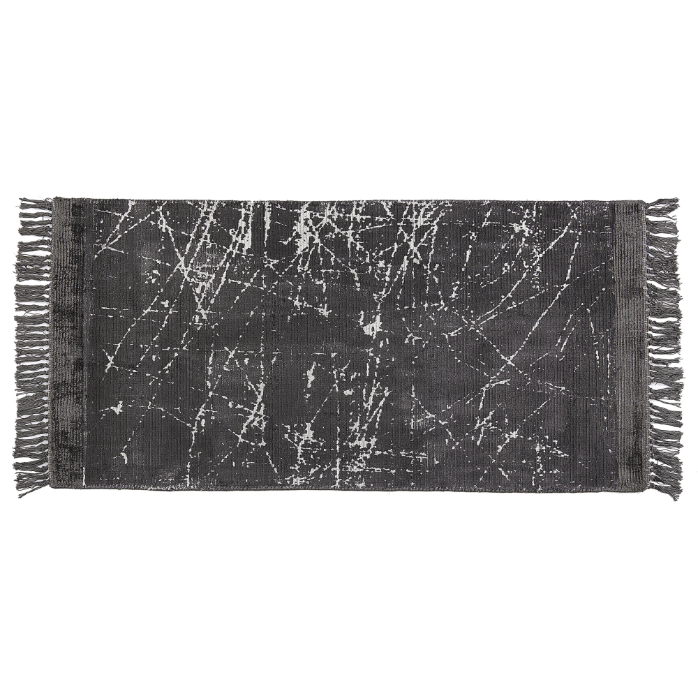 Teppich Viskose dunkelgrau 80 x 150 cm cm abstraktes Muster Kurzflor HANLI Bild 1