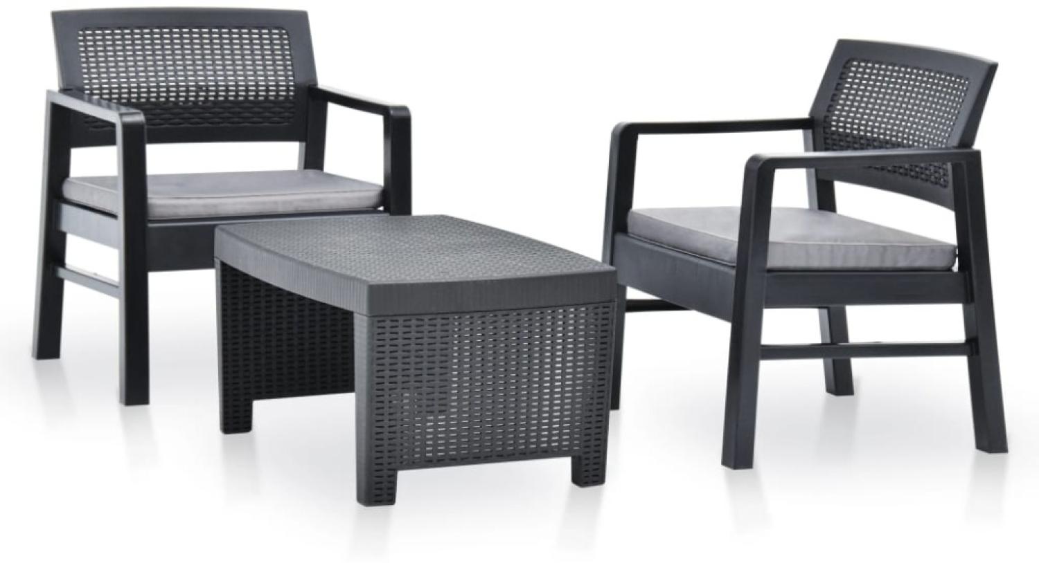 vidaXL 3-tlg. Garten-Lounge-Set Kunststoff Anthrazit Bild 1