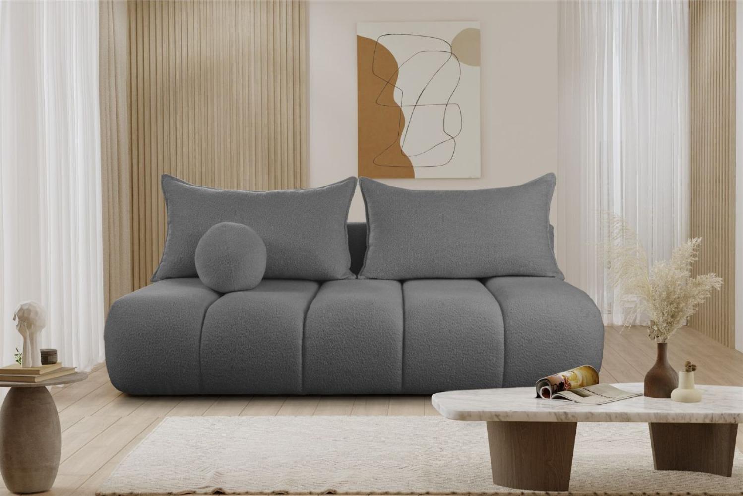 Schlafsofa Designersofa Sofa 3-Sitzer ANZIA in Stoff Ascot Bukla Grafit Bild 1