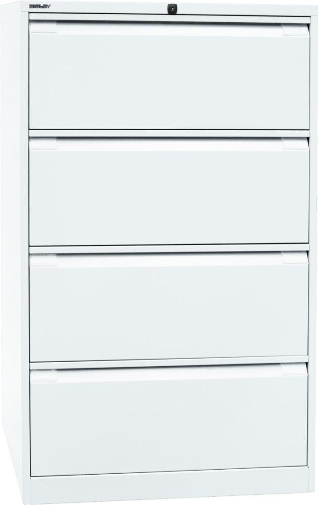 BISLEY Hängeregistraturschrank, doppelbahnig, DIN A4, 4 HR-Schubladen, Metall, 696 Verkehrsweiß, 62. 2 x 80 x 132. 1 cm Bild 1