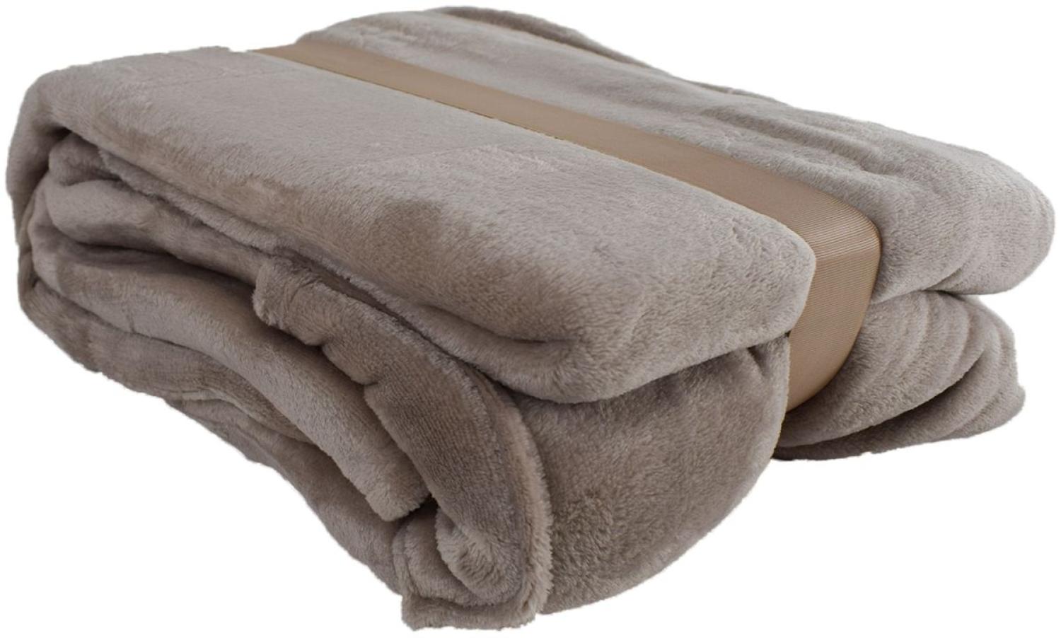 Flanell Kuscheldecke mit Ärmeln & Tasche 145x195cm Wohndecke 4 Farben Couchdecke beige Bild 1