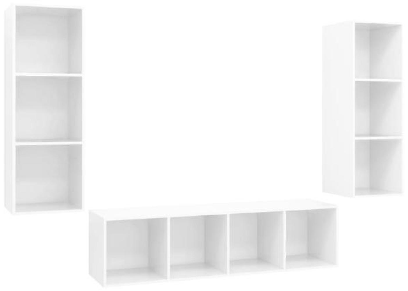 vidaXL 3-tlg. TV-Schrank-Set Hochglanz-Weiß Spanplatte [3079751] Bild 1