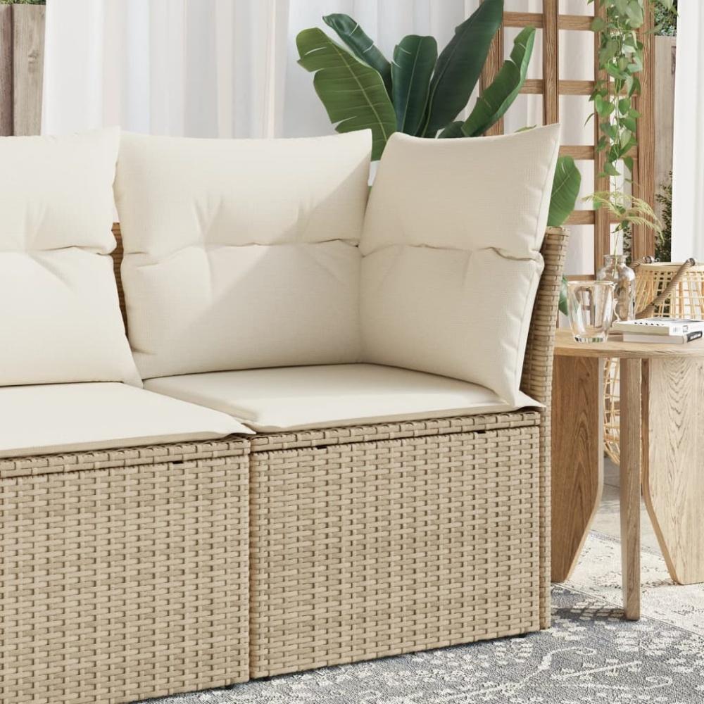 vidaXL Garten-Ecksofa mit Kissen Beige Poly Rattan Bild 1