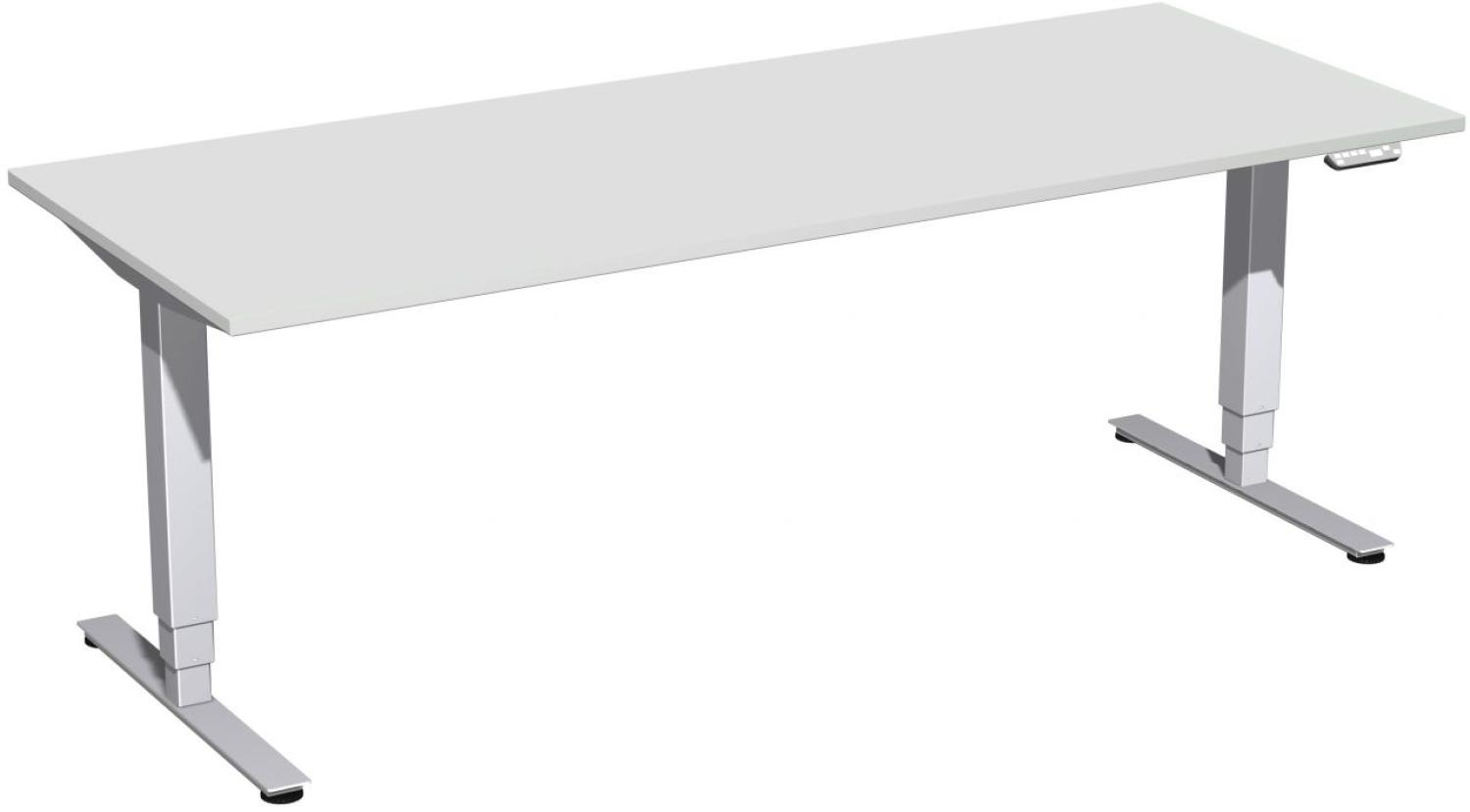 Elektro-Hubtisch 'Pro+', höhenverstellbar, 200x8x62-128cm, gerade, Lichtgrau / Silber Bild 1