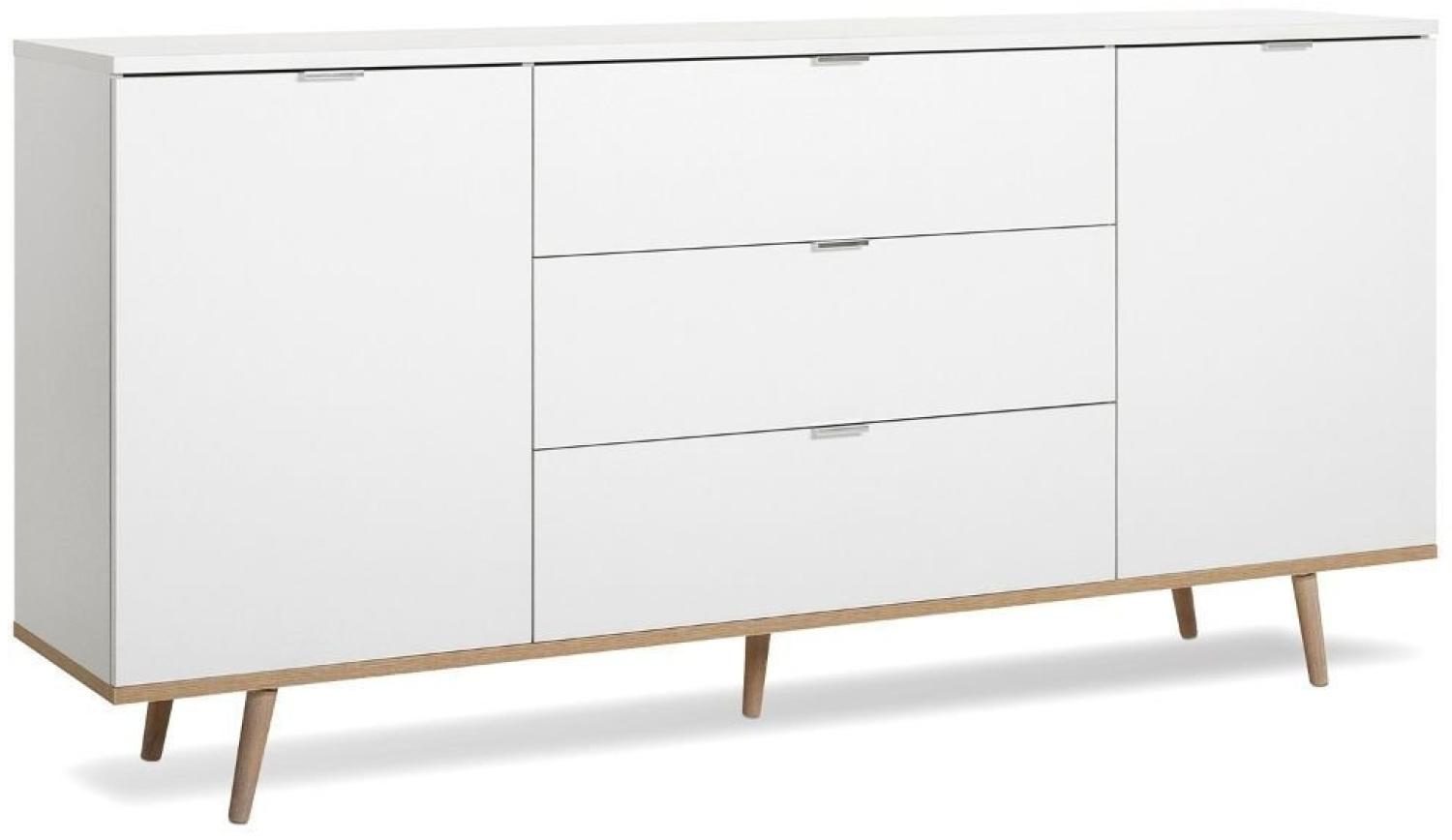 Homestyle4u Sideboard, Kommode, Holz, mit Schubladen, Wohnzimmerschrank, Weiß, 87 x 40 x 180 cm Bild 1