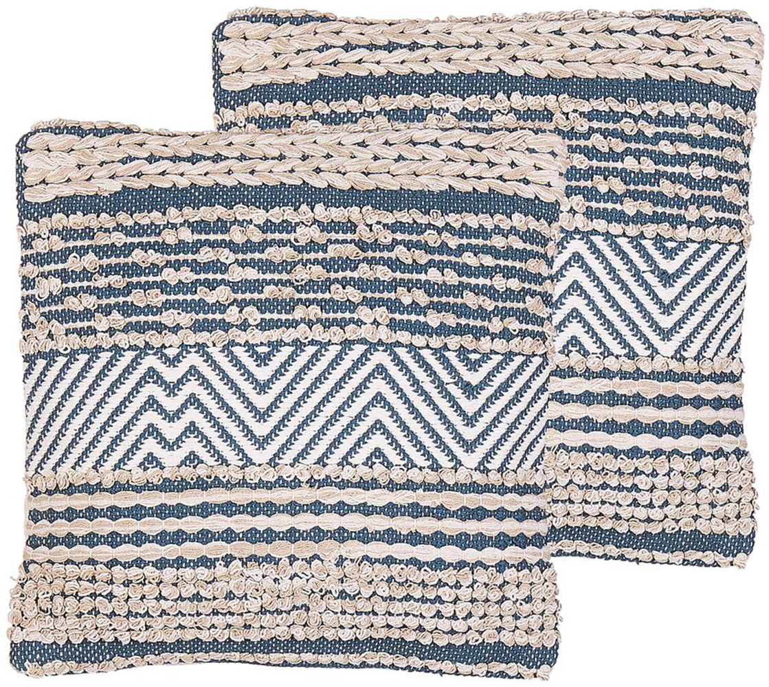 Dekokissen geometrisches Muster beige blau 45 x 45 cm 2er Set DEWBERRY Bild 1