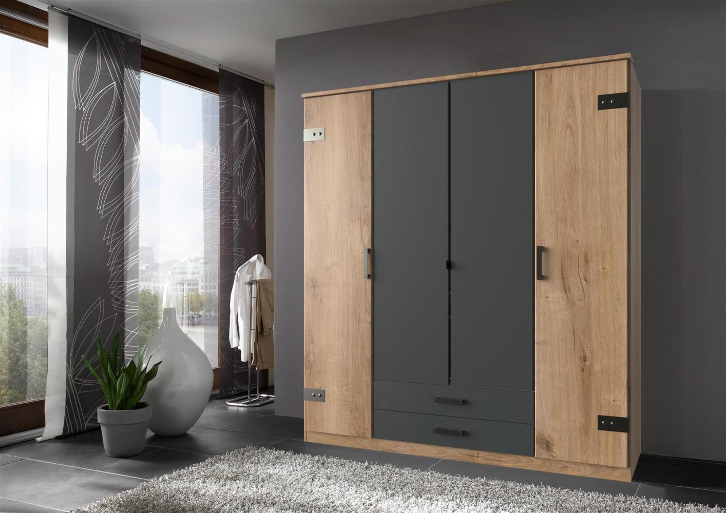 Kleiderschrank >Cheston< in Plankeneiche - 180x198x58cm (BxHxT) Bild 1