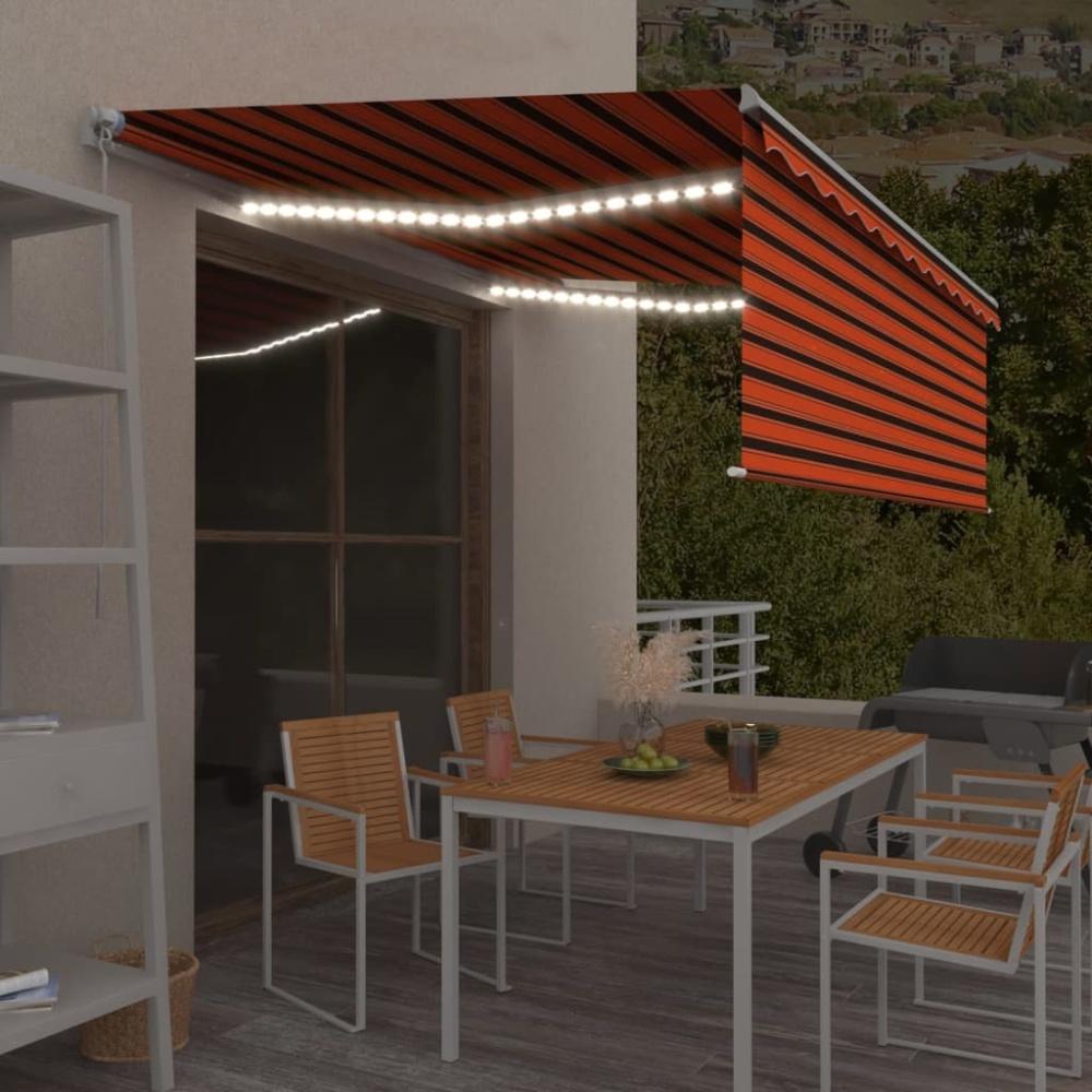 Gelenkarmmarkise Einziehbar mit Jalousie LED 4x3 m Orange Braun Bild 1