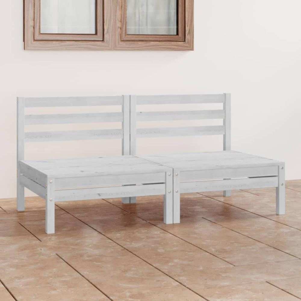 2-Sitzer Gartensofa aus Weißer Kiefer 63,5 x 62,5 x 63,5 cm Bild 1