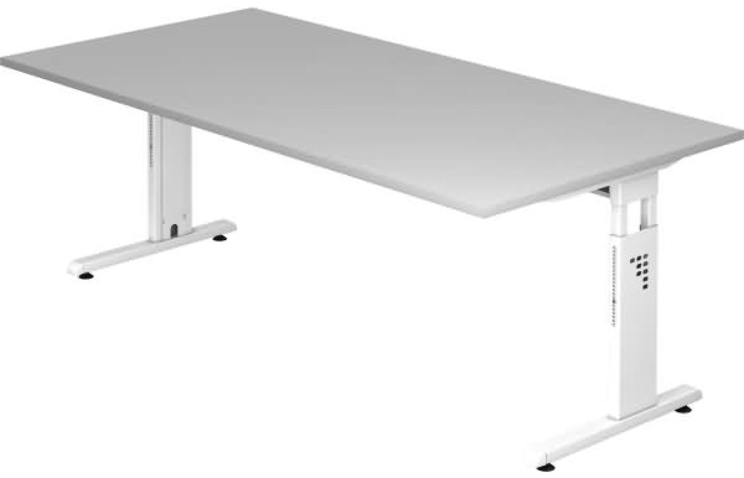 Schreibtisch OS2E C-Fuß 200x100cm Grau Gestellfarbe: Weiß Bild 1
