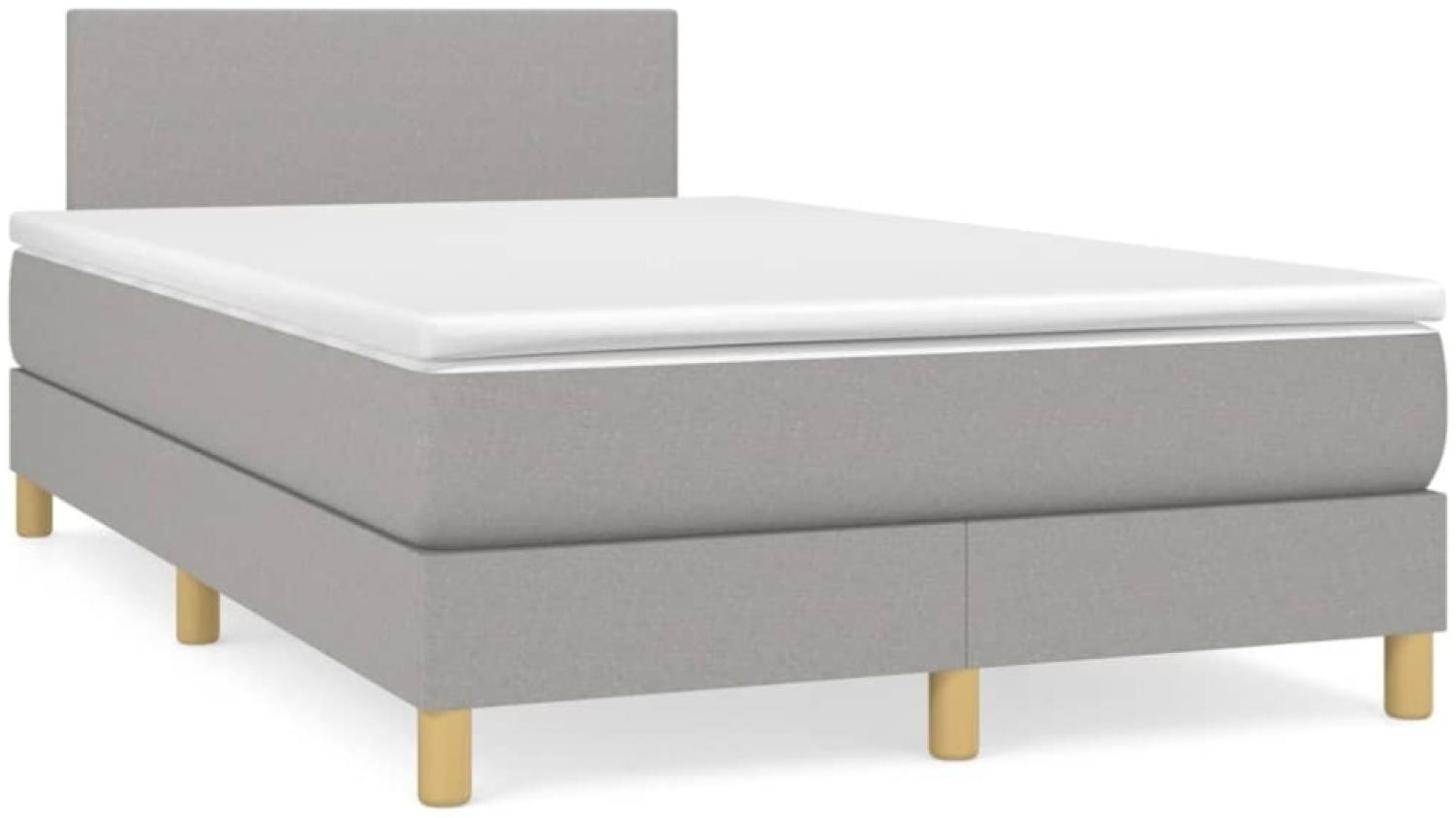 vidaXL Boxspringbett mit Matratze Hellgrau 120x190 cm Stoff Bild 1