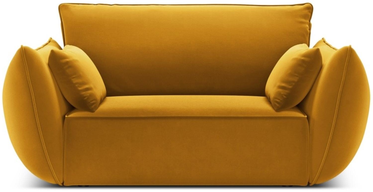 Micadoni Samtstoff Sessel Kaelle | Bezug Yellow | Beinfarbe Black Plastic Bild 1