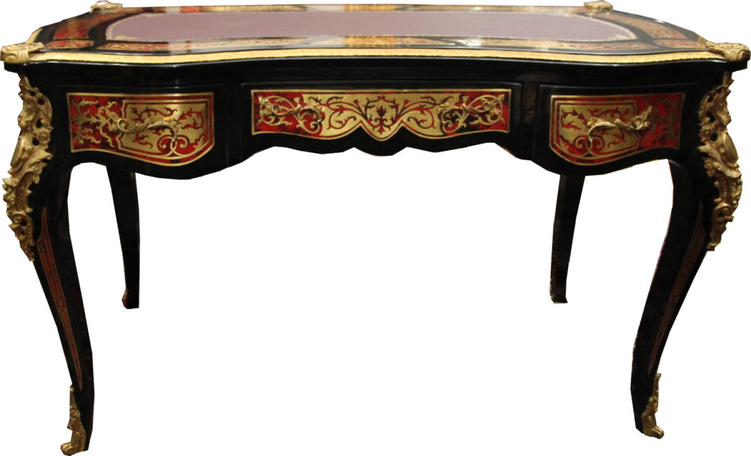 Casa Padrino Barock Boulle Sekretär im französischen Stil - 102 x 59 x H79 cm - Antik Stil Schreibtisch Bild 1