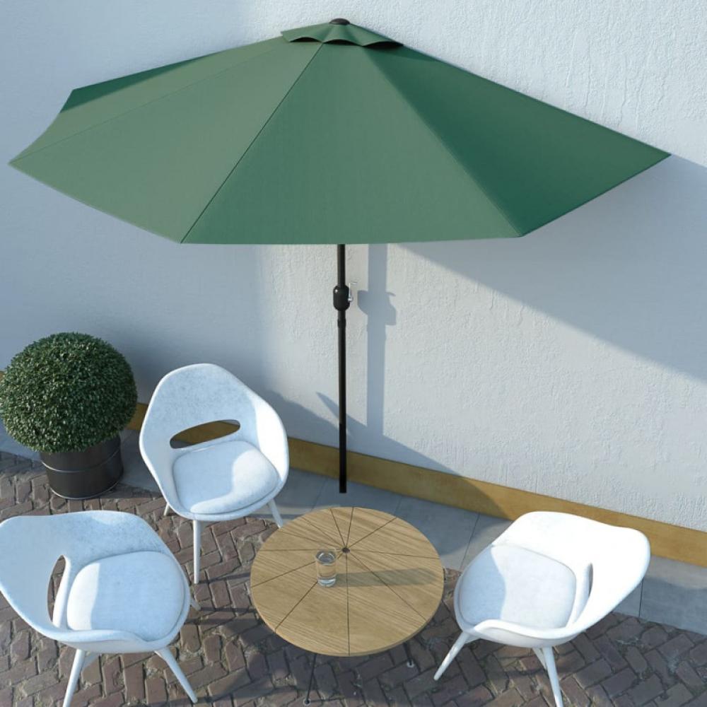 Balkon-Sonnenschirm mit Alu-Mast Grün 300×150 cm Halbrund Bild 1