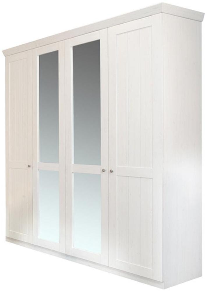Kleiderschrank BELLEVUE 206 cm Anderson Pine weiß Spiegel Bild 1