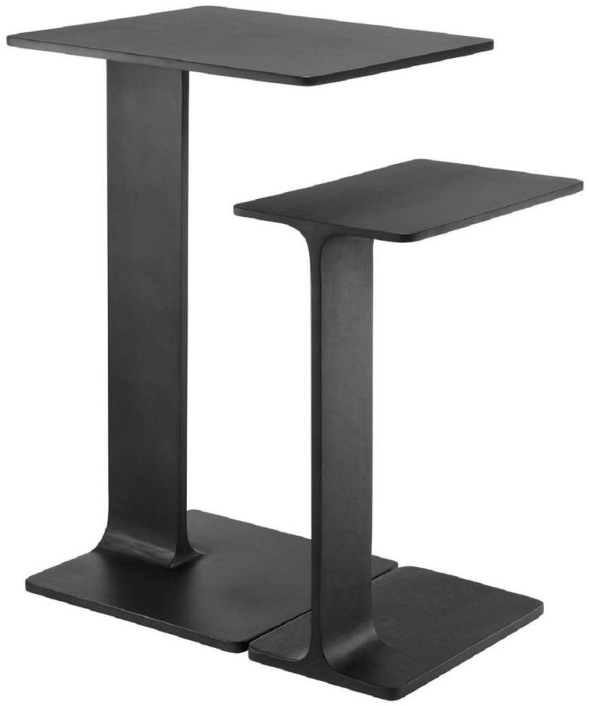 Casa Padrino Luxus Beistelltisch Set Schwarz - 2 Tische aus hochwertigem Aluminium - Wohnzimmer Möbel - Luxus Qualität Bild 1