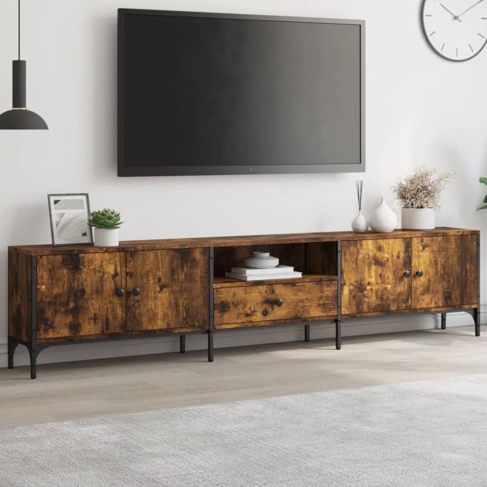 vidaXL TV-Schrank mit Schublade Räuchereiche 200x25x44cm Holzwerkstoff Bild 1