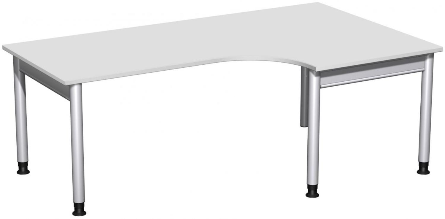 PC-Schreibtisch '4 Fuß Pro' rechts, höhenverstellbar, 200x120cm, Lichtgrau / Silber Bild 1