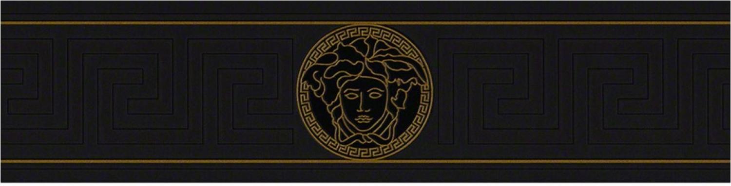 Versace Designer Barock Vliestapete Greek 935224 Schwarz / Gold - Bordüre - Design Tapete - Luxus Qualität Bild 1
