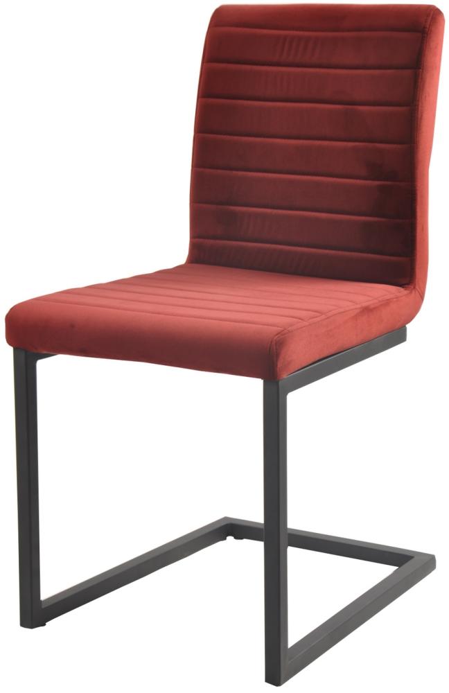 Stuhl rot Samt Esszimmerstuhl Küchenstuhl Esszimmermöbel Gestell aus Stahl Sitzmöbel Art. 371 890x560x460 Bild 1