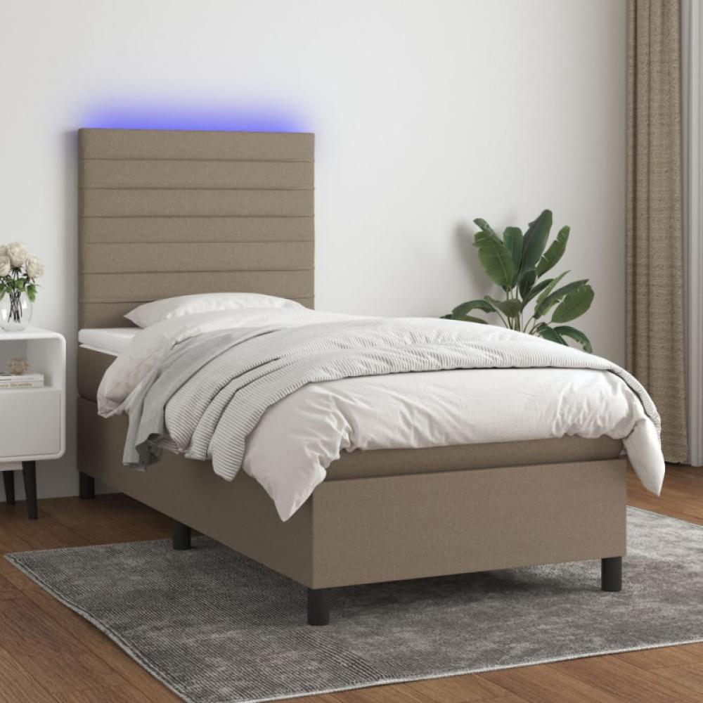 vidaXL Boxspringbett mit Matratze & LED Taupe 90x190 cm Stoff 3134921 Bild 1