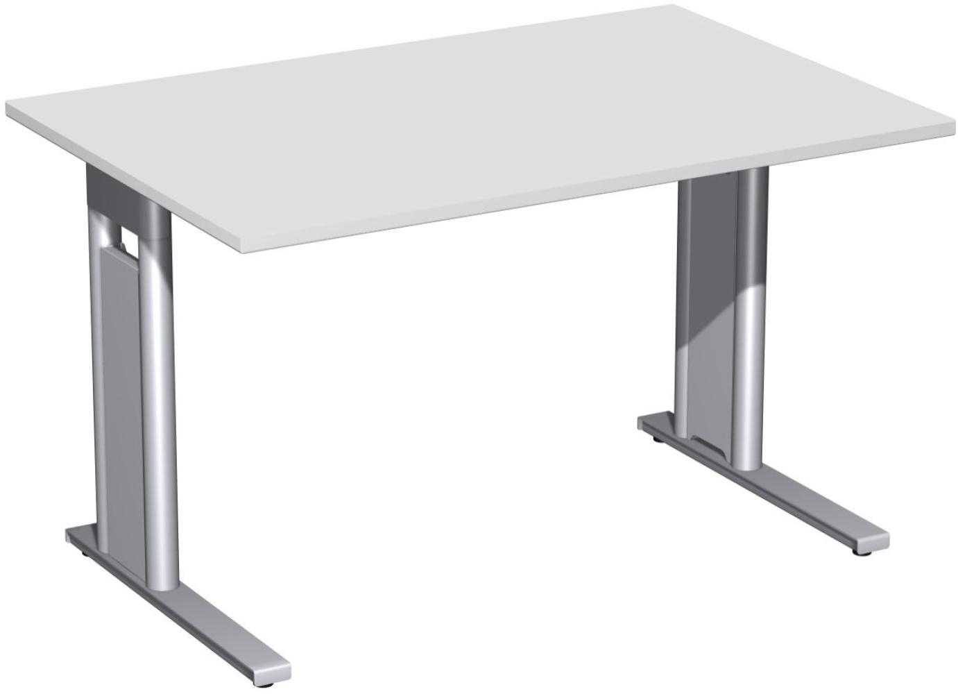 Schreibtisch 'C Fuß Pro', feste Höhe 120x80cm, Lichtgrau / Silber Bild 1