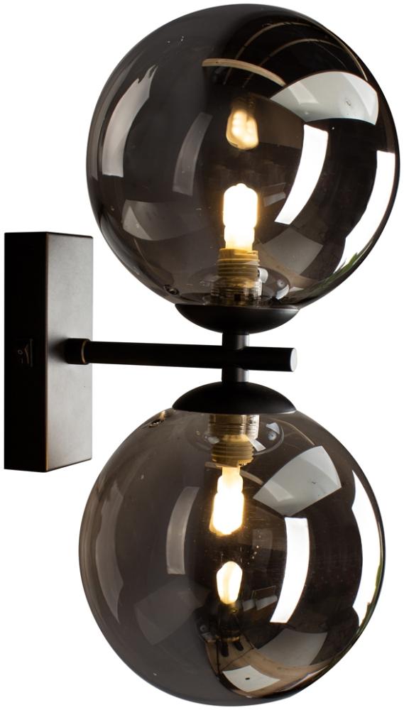 Außergewöhnliche Wandlampe NEPTUN Schwarz - Glaskugeln Rauchglas Ø10cm Bild 1