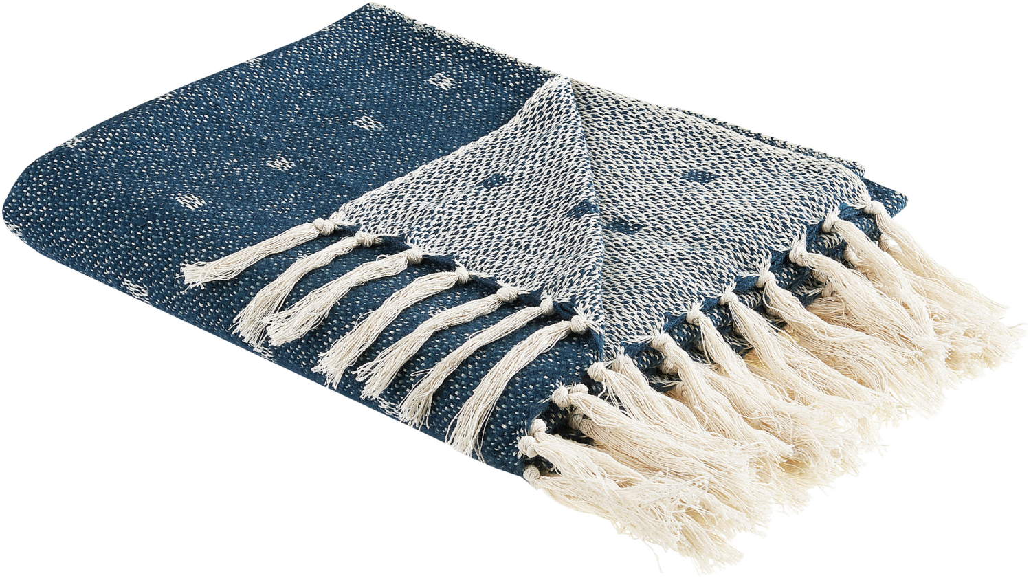 Decke Baumwolle dunkelblau beige 130 x 170 cm TAARI Bild 1