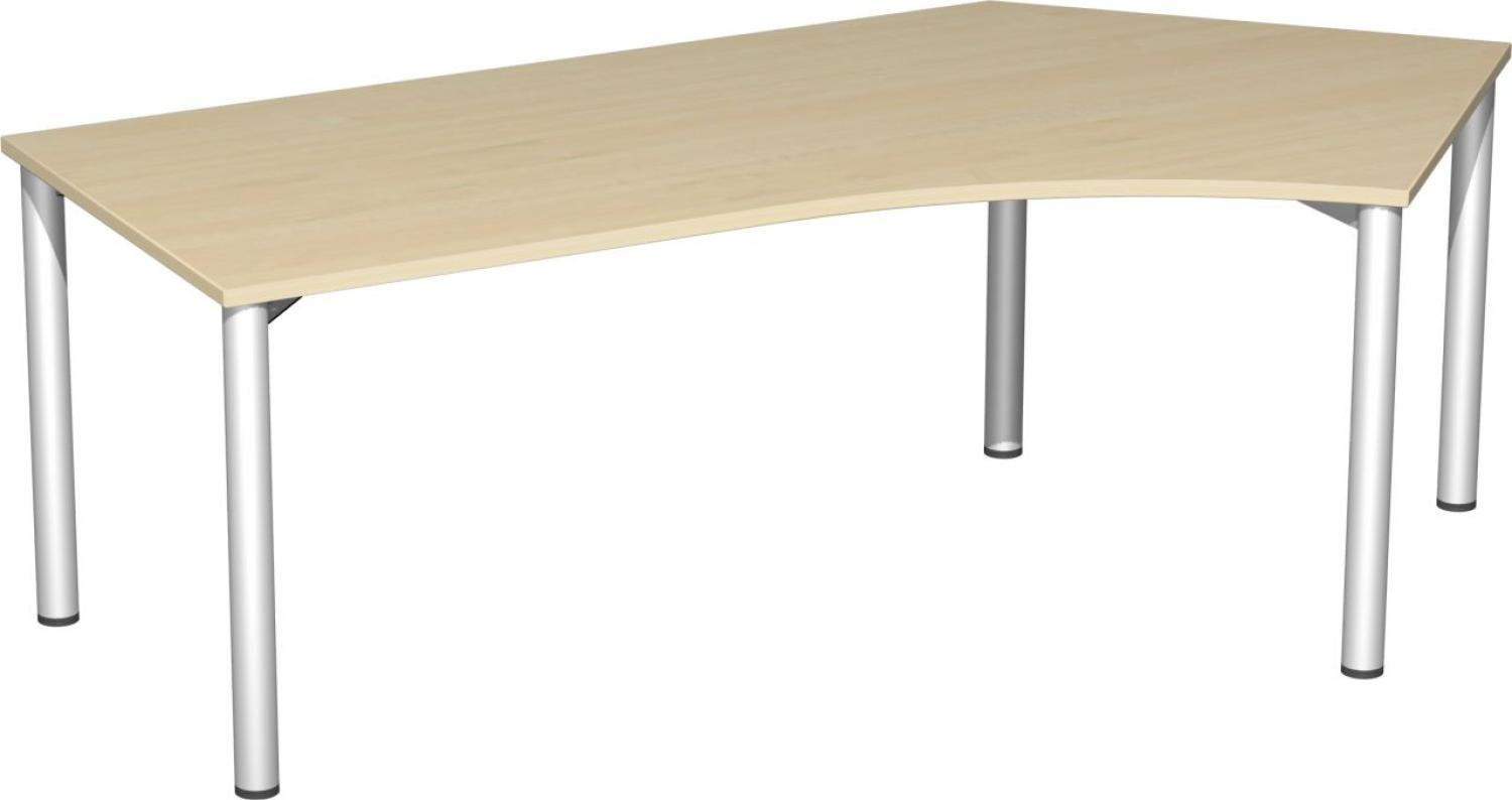 Schreibtisch 135° '4 Fuß Flex' rechts, 216x113cm, Ahorn / Silber Bild 1
