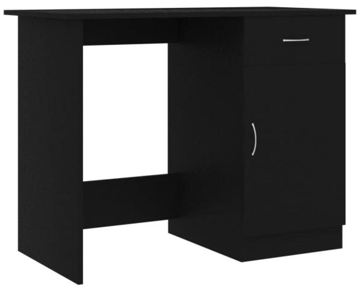 vidaXL Schreibtisch mit Schublade, Spanplatte Schwarz, 100 × 50 × 76 cm Bild 1
