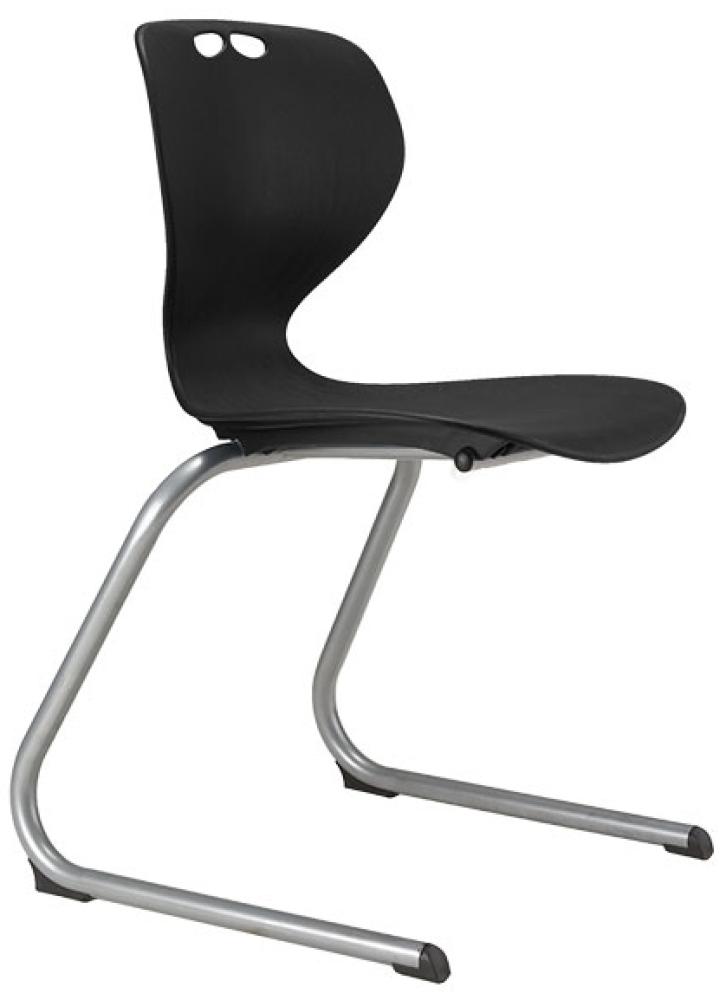 Stuhl Rio roter Sitz mit aluminiumgrauem C-Gestell Bild 1
