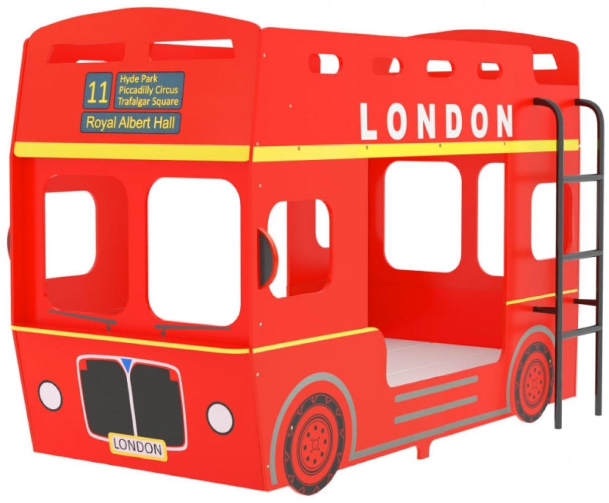 Etagenbett London-Bus Rot MDF 90x200 cm Bild 1