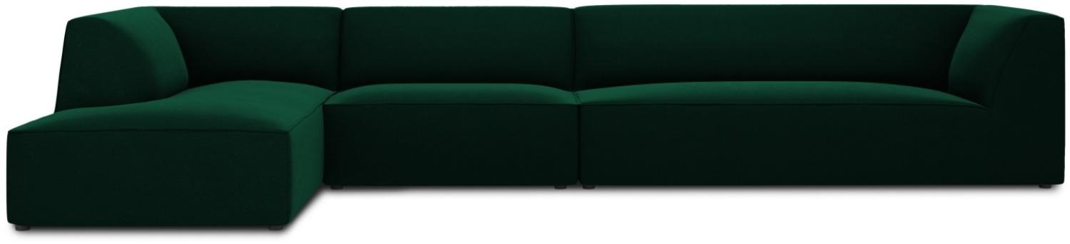 Micadoni 5-Sitzer Samtstoff Modular Ecke links Sofa Ruby | Bezug Bottle Green | Beinfarbe Black Plastic Bild 1