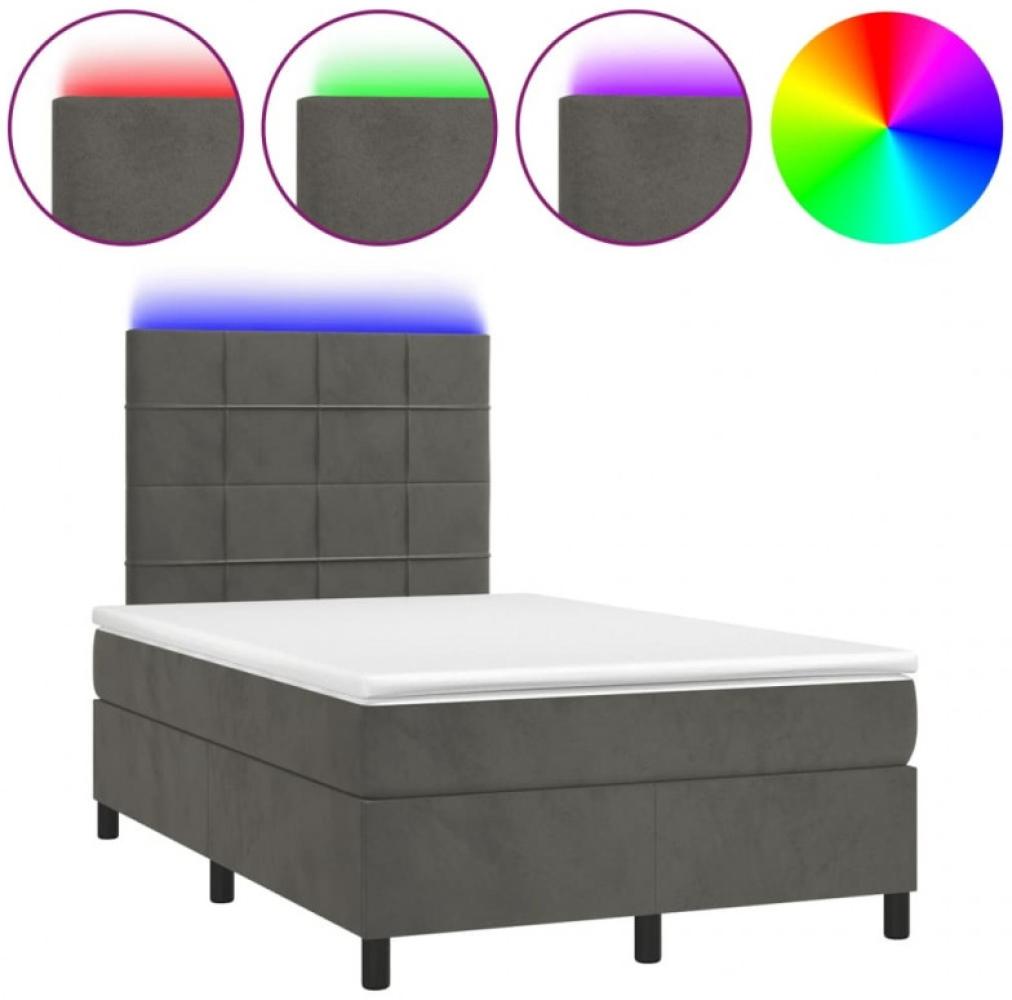 Boxspringbett mit Matratze & LED Dunkelgrau 120x190 cm Samt (Farbe: Grau) Bild 1