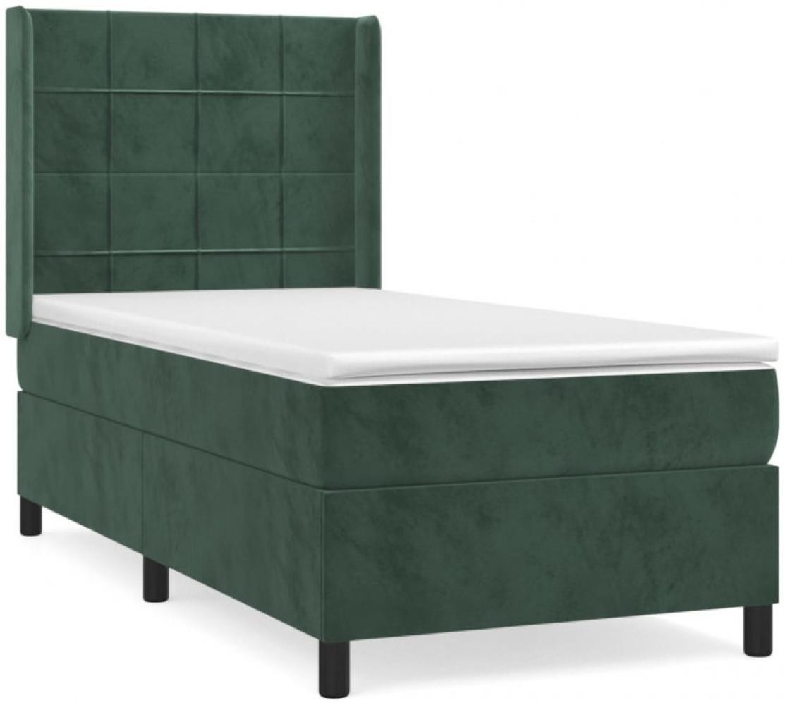 vidaXL Boxspringbett mit Matratze Dunkelgrün 80x200 cm Samt Bild 1