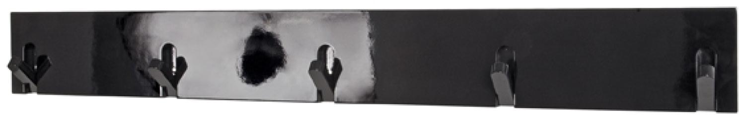 Garderobenhaken >Edgar 5< in Schwarz aus MDF, Massivholz - 82x10x2cm (BxHxT) Bild 1