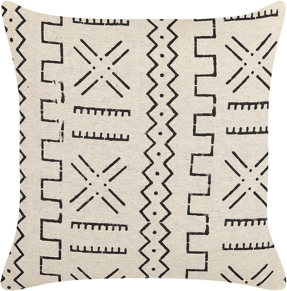 Dekokissen geometrisches Muster Baumwolle cremeweiß schwarz 45 x 45 cm MYRICA Bild 1