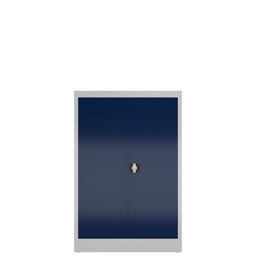 Aktenschrank Metallschrank mit 2 Türen, 1200 x 800 x 380 mm, lichtgrau/enzianblau Bild 1