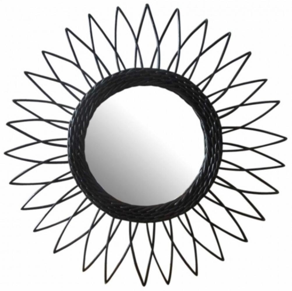 Spiegel rund Sonnenblume 50 cm Holz schwarz Bild 1