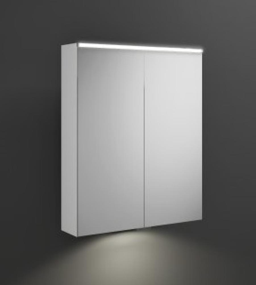 Burgbad Eqio Spiegelschrank mit horizontaler LED-Beleuchtung und Waschtischbeleuchtung, 2 Türen, 650x800mm, SPGT065, Korpus: Weiß Hochglanz - SPGT065F2009 Bild 1