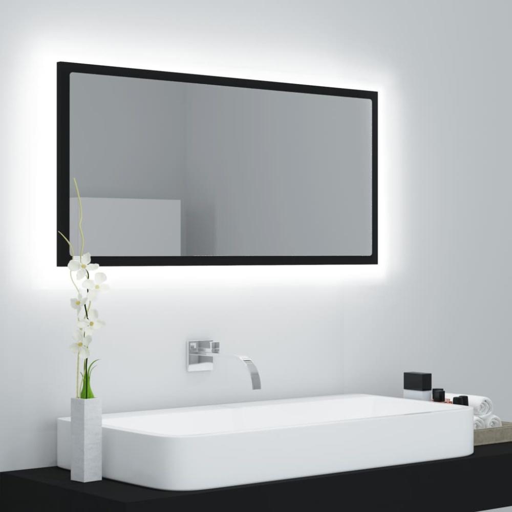 LED-Badspiegel Schwarz 90x8,5x37 cm Acryl Bild 1