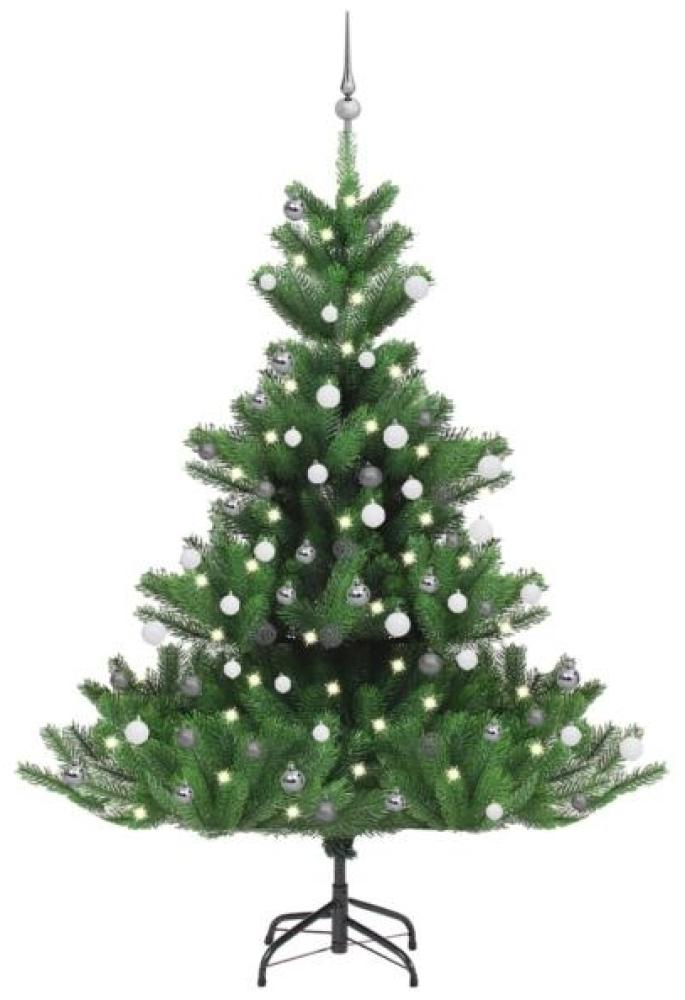 vidaXL Künstlicher Weihnachtsbaum Nordmann LED & Kugeln Grün 180 cm, Mit Beleuchtung [3077732] Bild 1