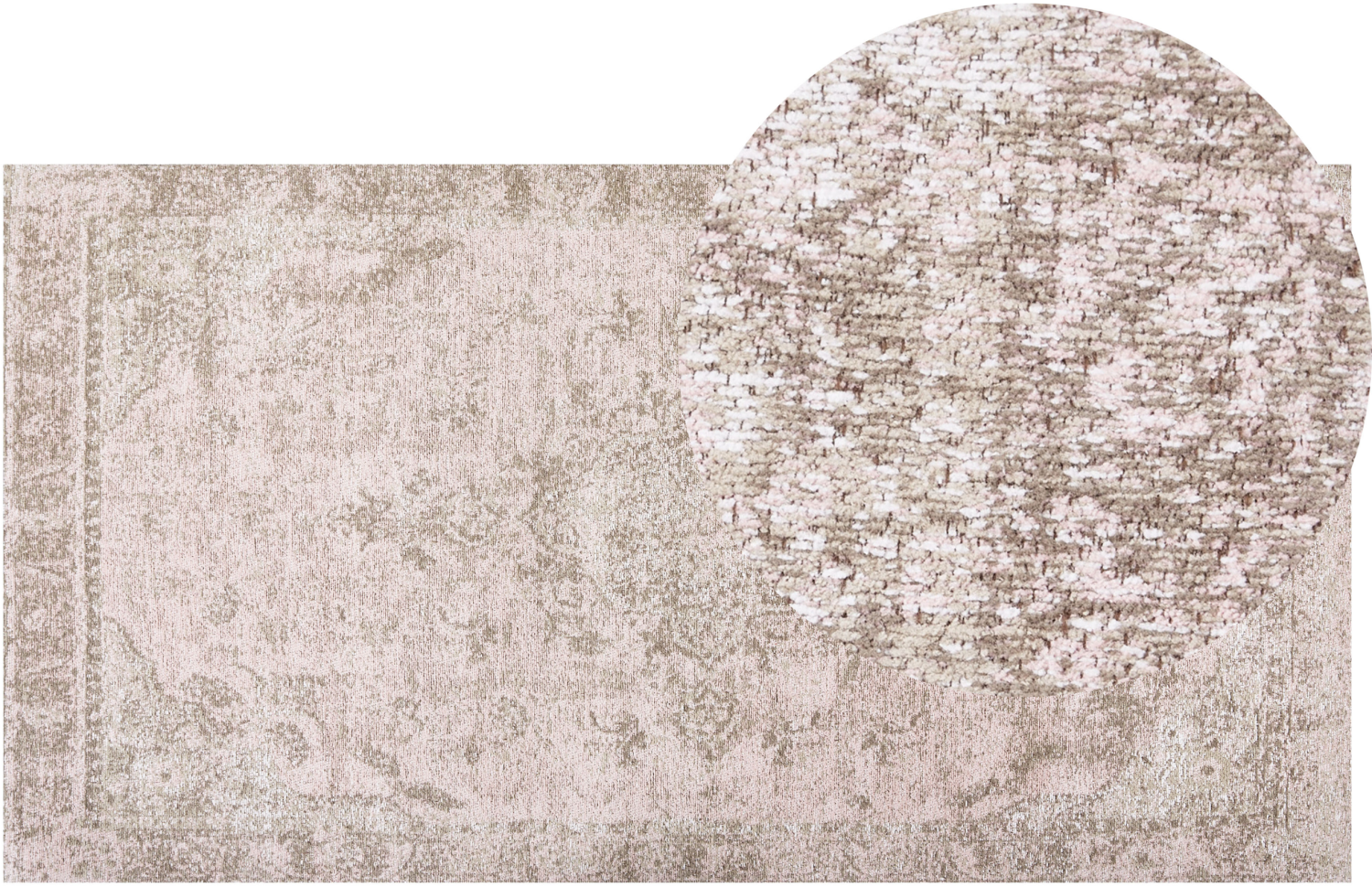 Teppich Baumwolle rosa 80 x 150 cm orientalisches Muster Kurzflor MATARIM Bild 1