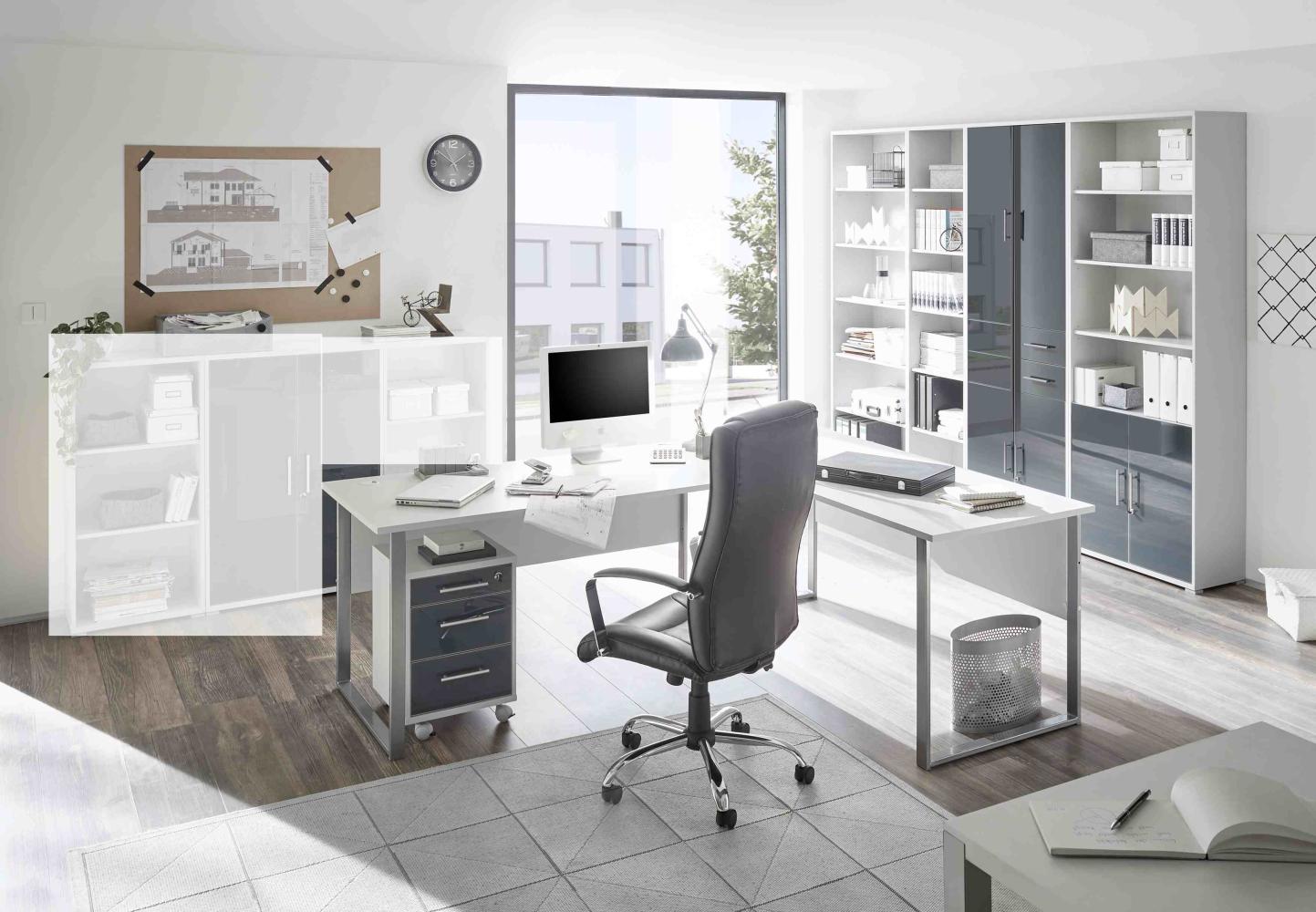 Büromöbel-Set OFFICE LINE LUX Schreibtisch Regalwand Büroeinrichtung Grau Bild 1