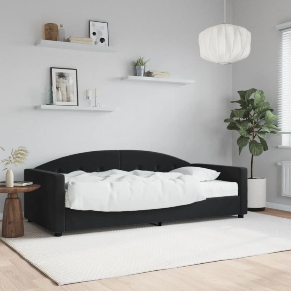 Tagesbett mit Matratze Schwarz 90x190 cm Samt (Farbe: Schwarz) Bild 1