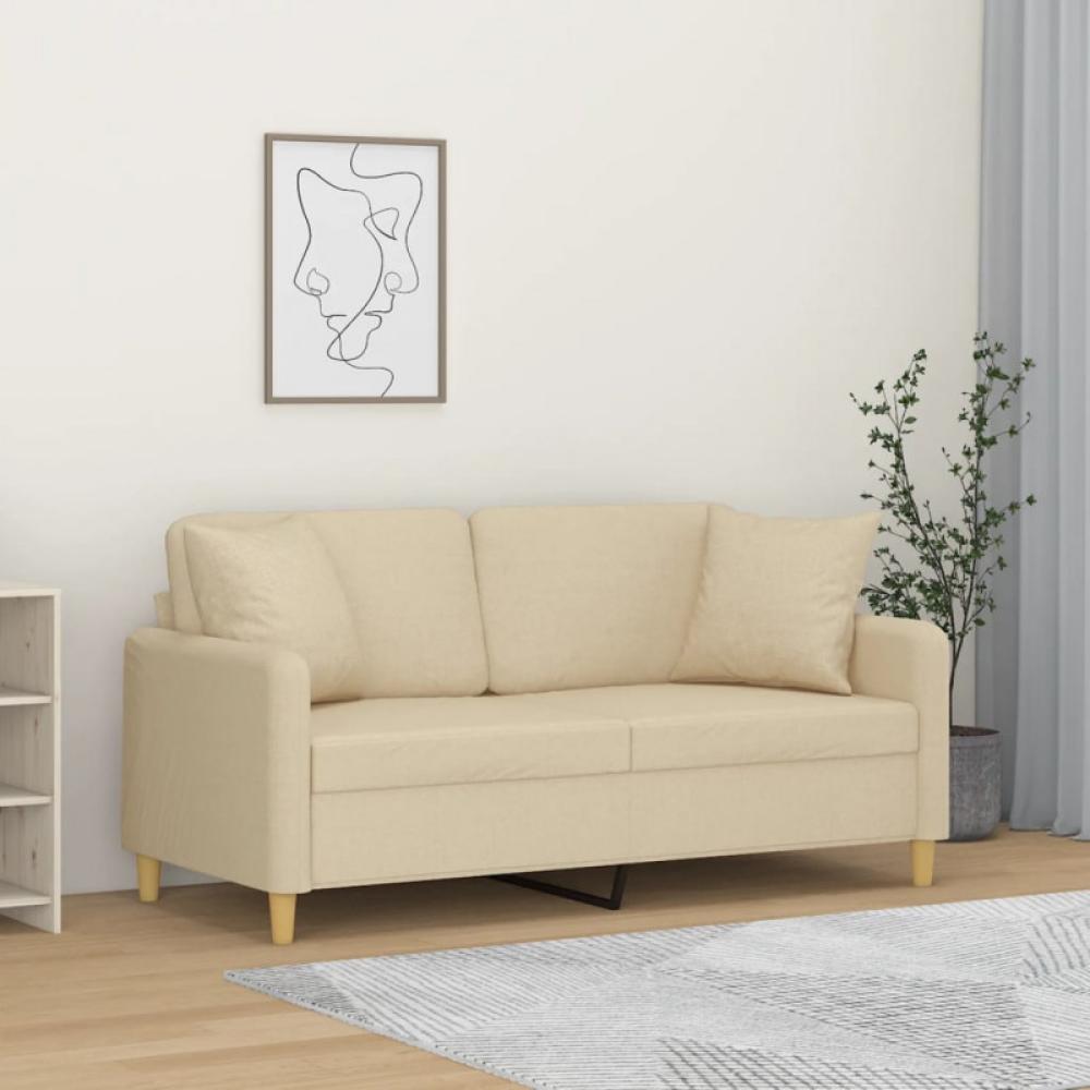2-Sitzer-Sofa mit Zierkissen Creme 140 cm Stoff (Farbe: Creme) Bild 1