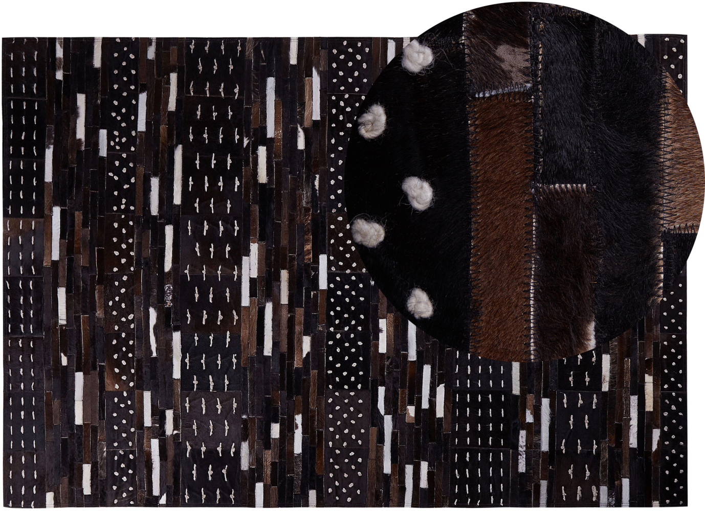 Teppich Kuhfell dunkelbraun 140 x 200 cm geometrisches Muster Kurzflor AKSEKI Bild 1