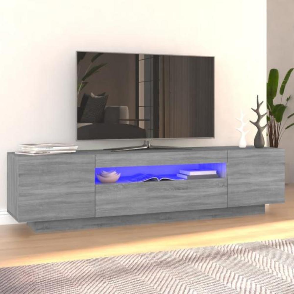 TV-Schrank mit LED-Leuchten Grau Sonoma 160x35x40 cm Bild 1