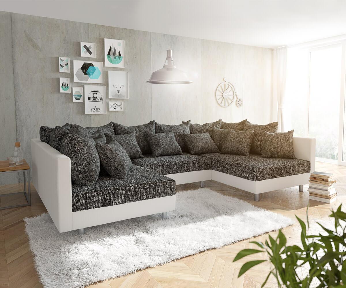 Couch Clovis Weiß/ Schwarz Wohnlandschaft Modulares Sofa Bild 1