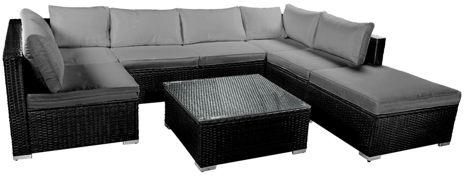 BRAST Gartenmöbel Lounge Sofa Couch Set Sunshine Schwarz Poly-Rattan für 5 Personen Bild 1